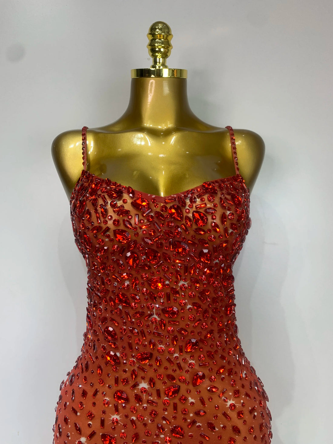 Rhinestone Mesh Maxi Dress