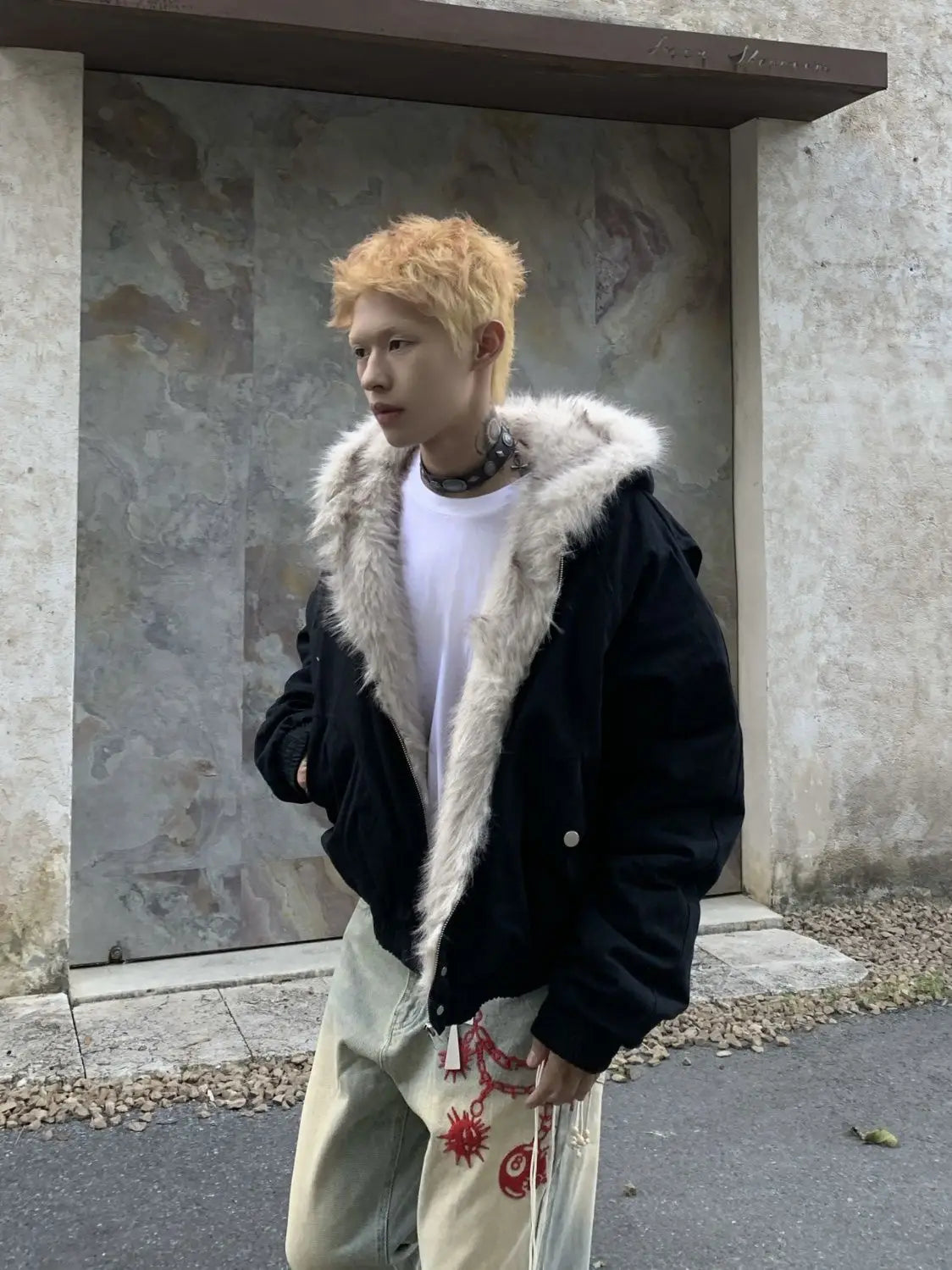 Men's Faux Fur Lined Bomber Jacket - Festigal