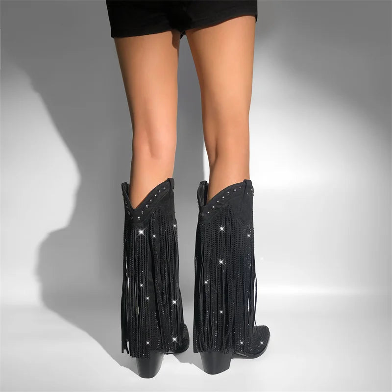 Rhinestone Tassel Cowgirl Boots