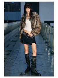 Brown Shaggy Faux Fur Coat