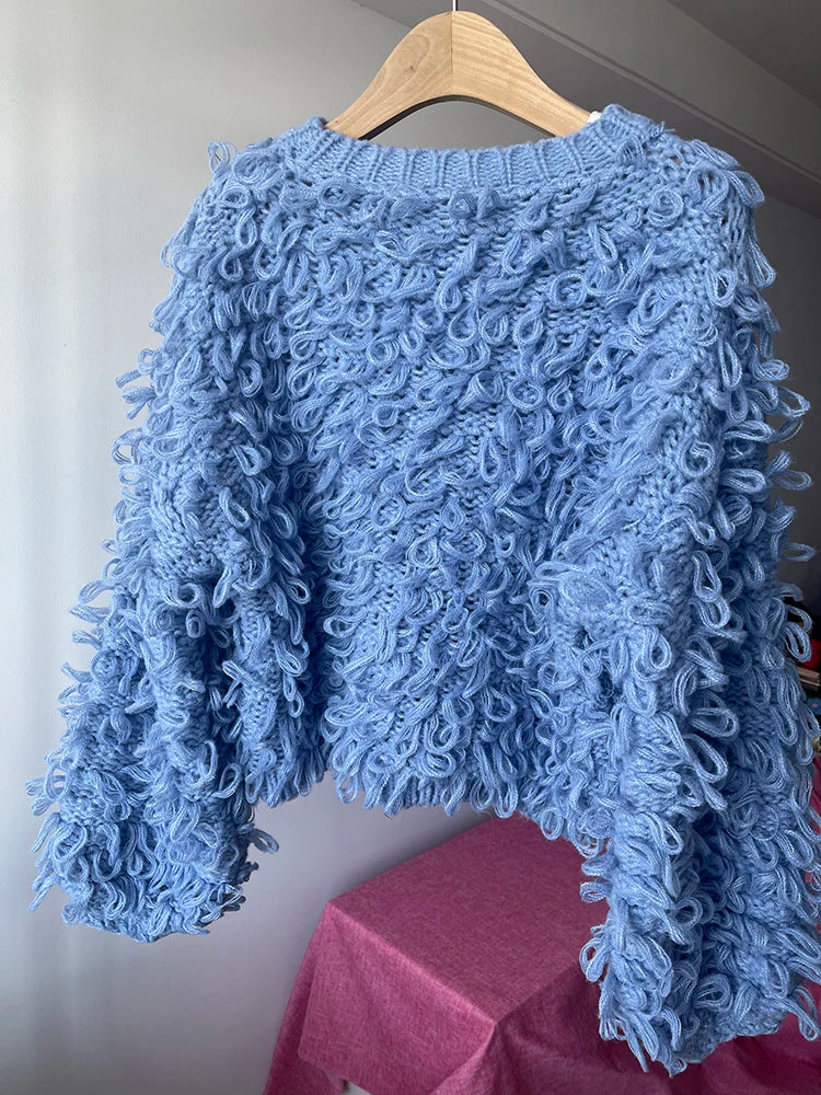 Blue Knitted Loop Jumper - Festigal