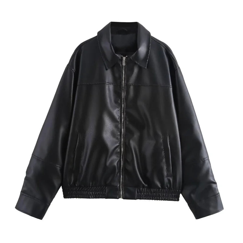 Faux Leather Cropped Jacket - Festigal