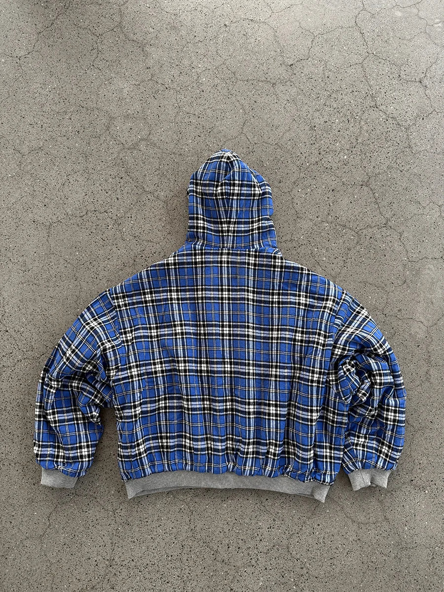 Men's Grey & Blue Check Hoodie