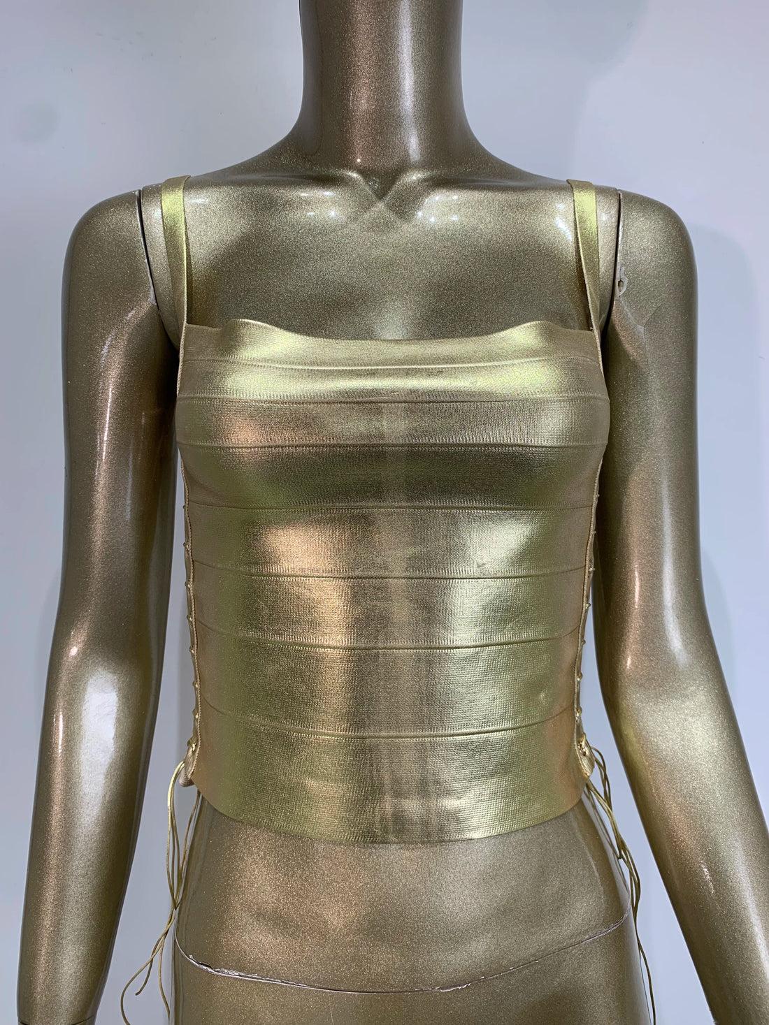 Metallic Bandage Lace Up Top