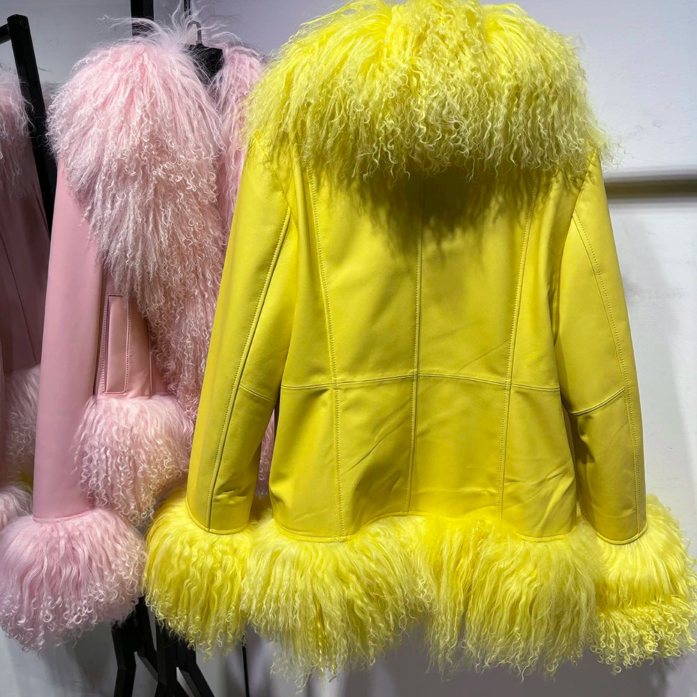 Suede Mongolian Fur Jacket