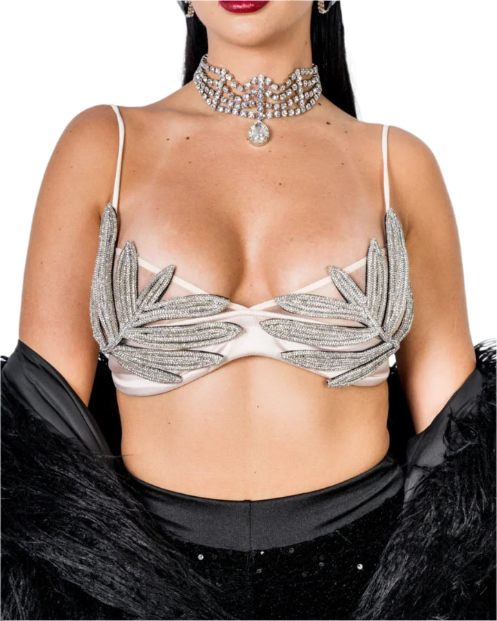 Leaf Rhinestone Bra - Festigal