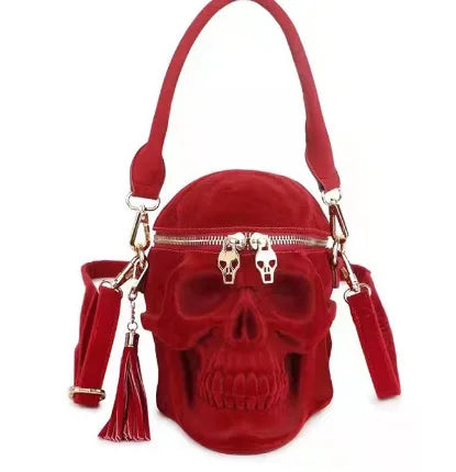 3D Velvet Skull Crossbody Bag