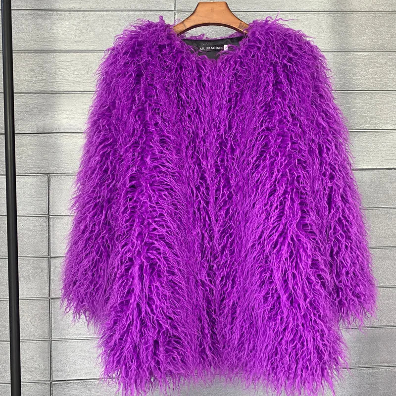 Faux Mongolian Fur Jacket - Festigal