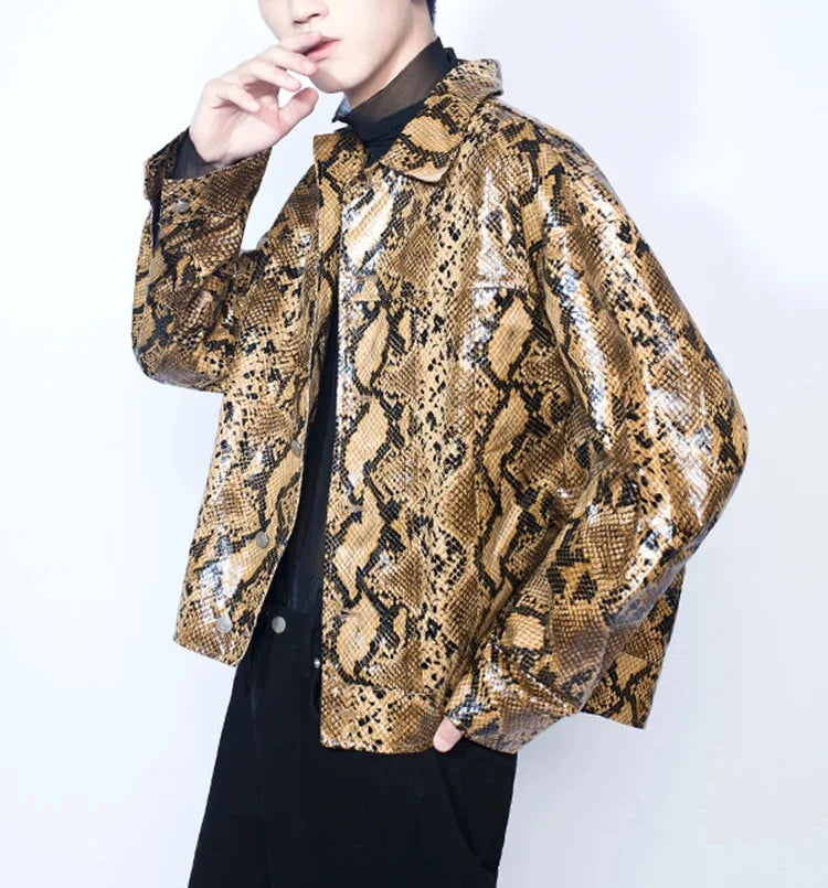 Faux Leather Men’s Snakeskin Jacket - Festigal