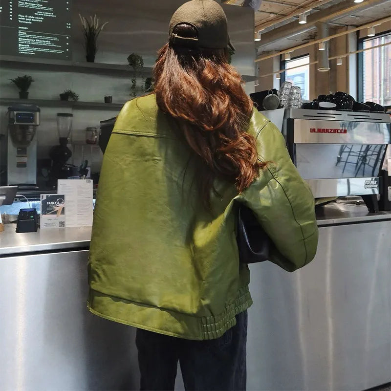 Faux Leather Cropped Jacket - Festigal