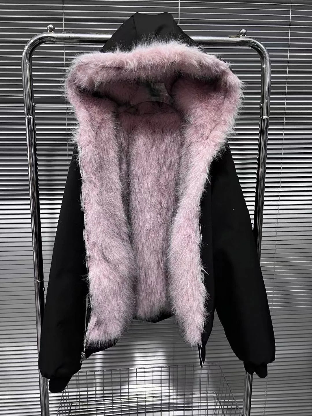 Reversible Black & Pink Fur Jacket - Festigal