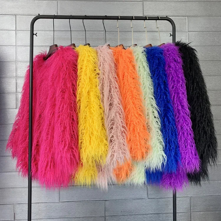 Faux Mongolian Fur Jacket - Festigal