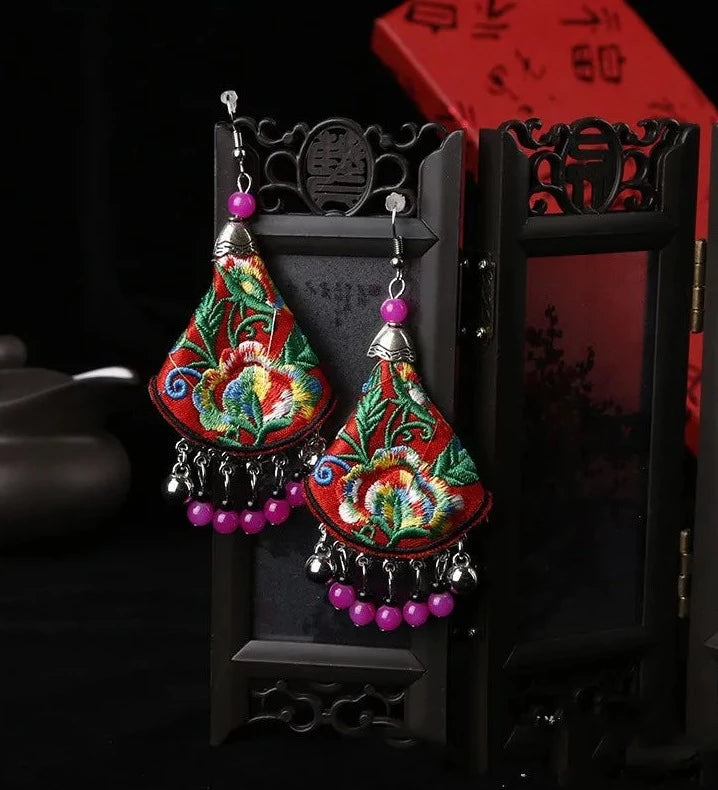 Bohemian Floral Beaded Tassel Earrings