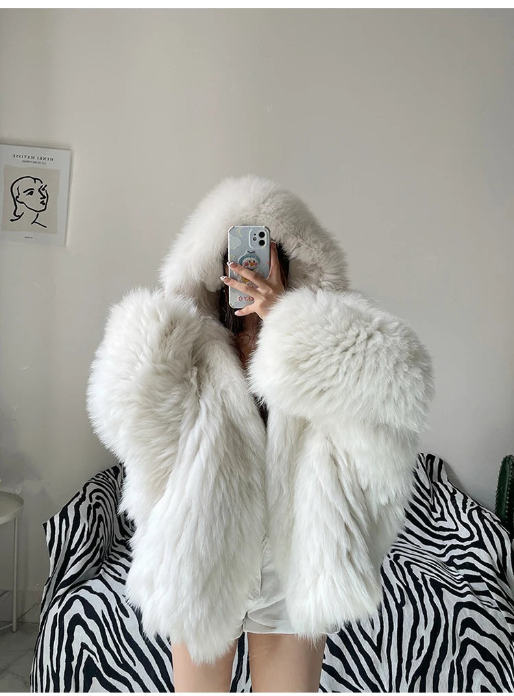 Faux Fur Hooded Coat - Festigal