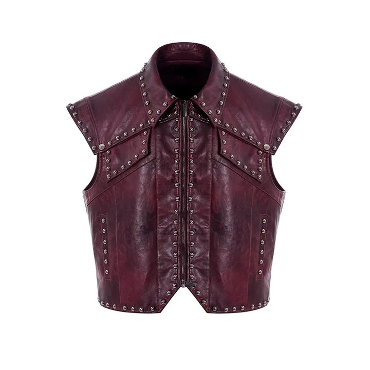 Men's Faux Leather Rivet Waist Coat - Festigal