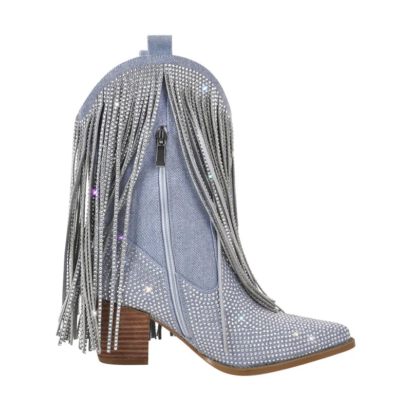 Tassel Rhinestone Cowgirl Boots