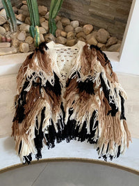 Gradient Tassel Knitted Cardigan