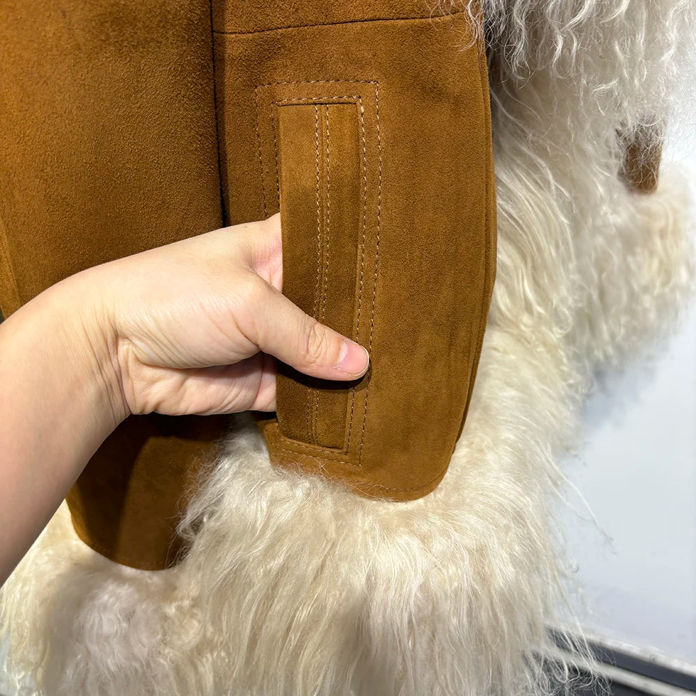 Suede Mongolian Fur Jacket