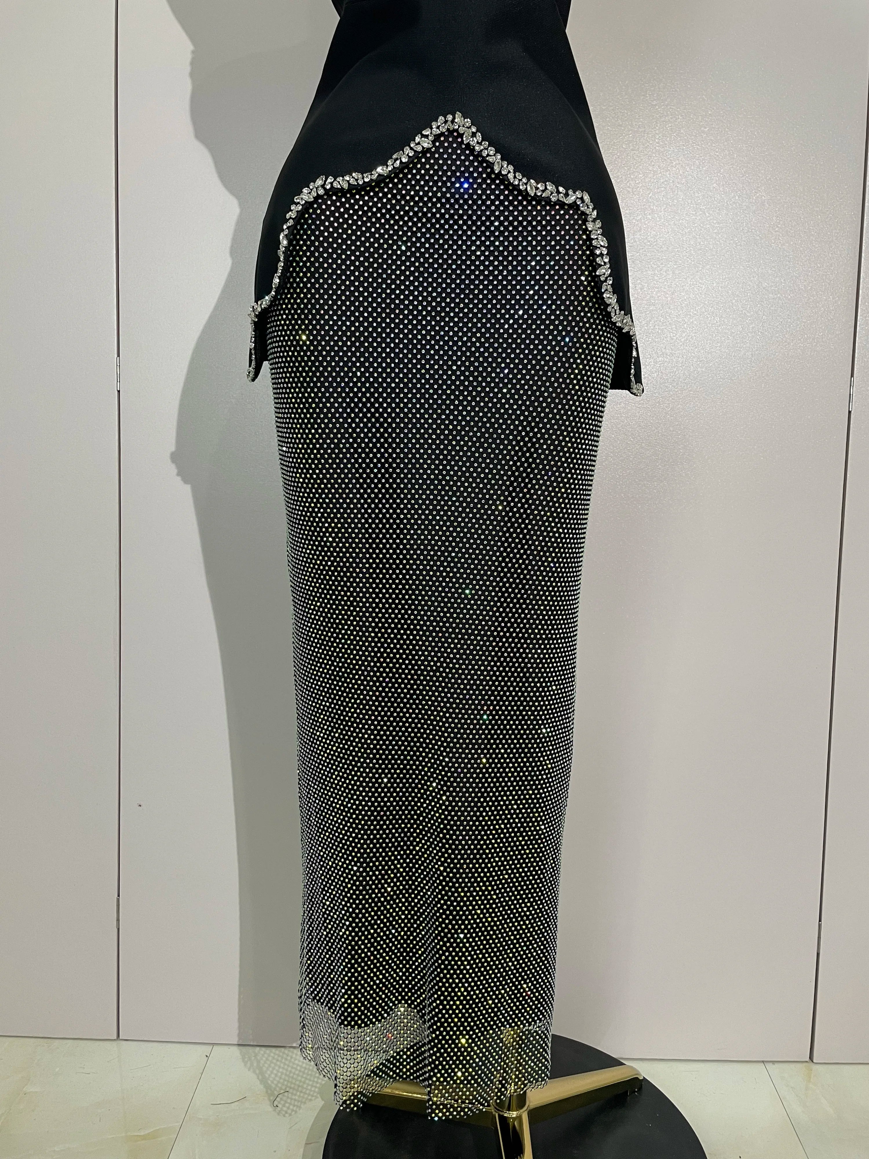 Asymmetrical Glitter Top & Maxi Skirt Set - Festigal