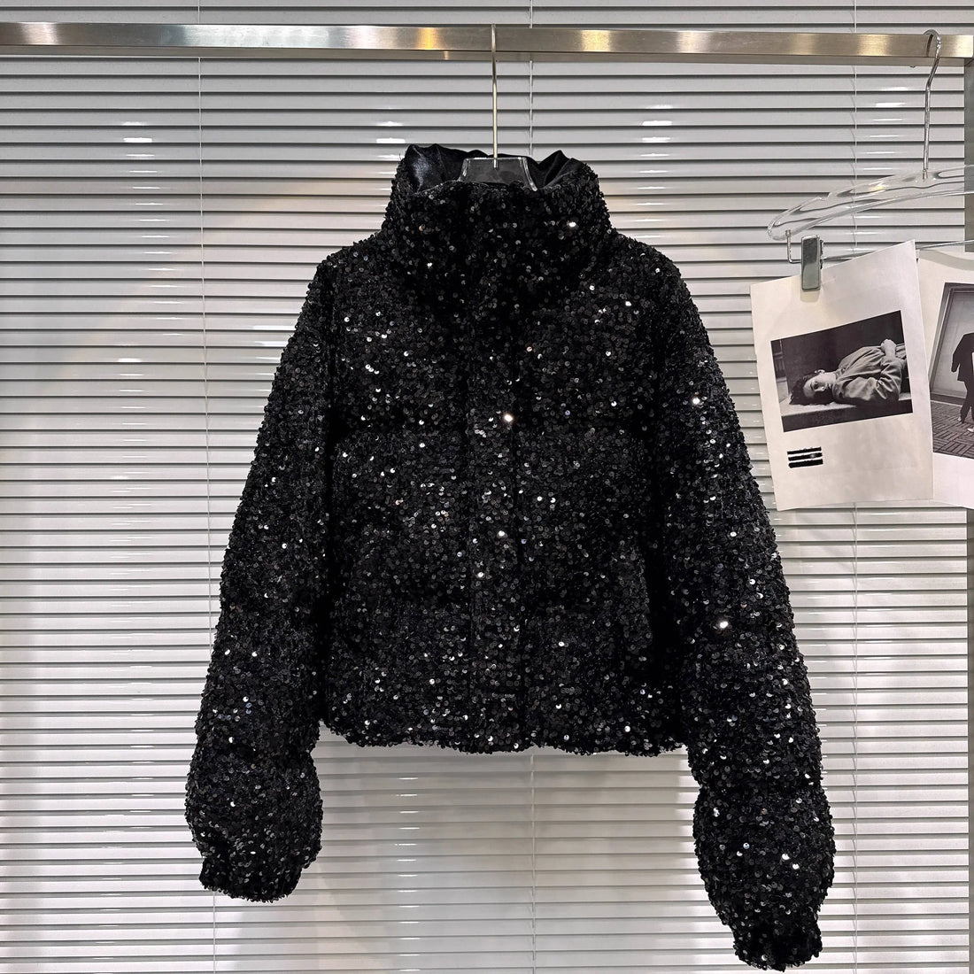 Sequin Puffer Bomber Jacket