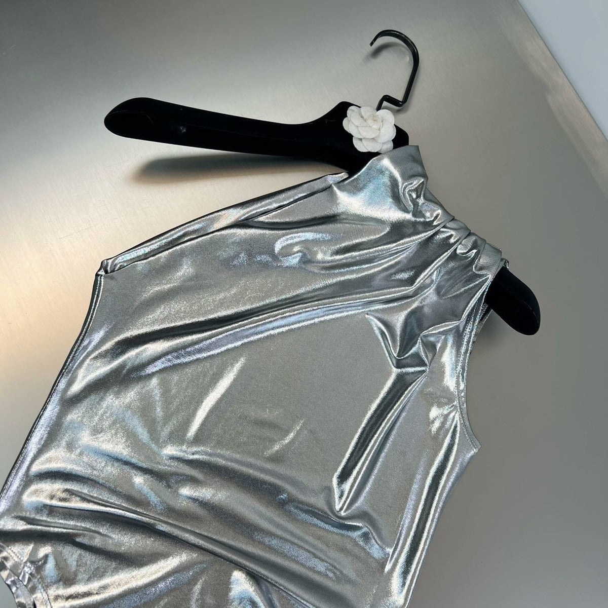 Holographic Silver One Shoulder Bodysuit - Festigal