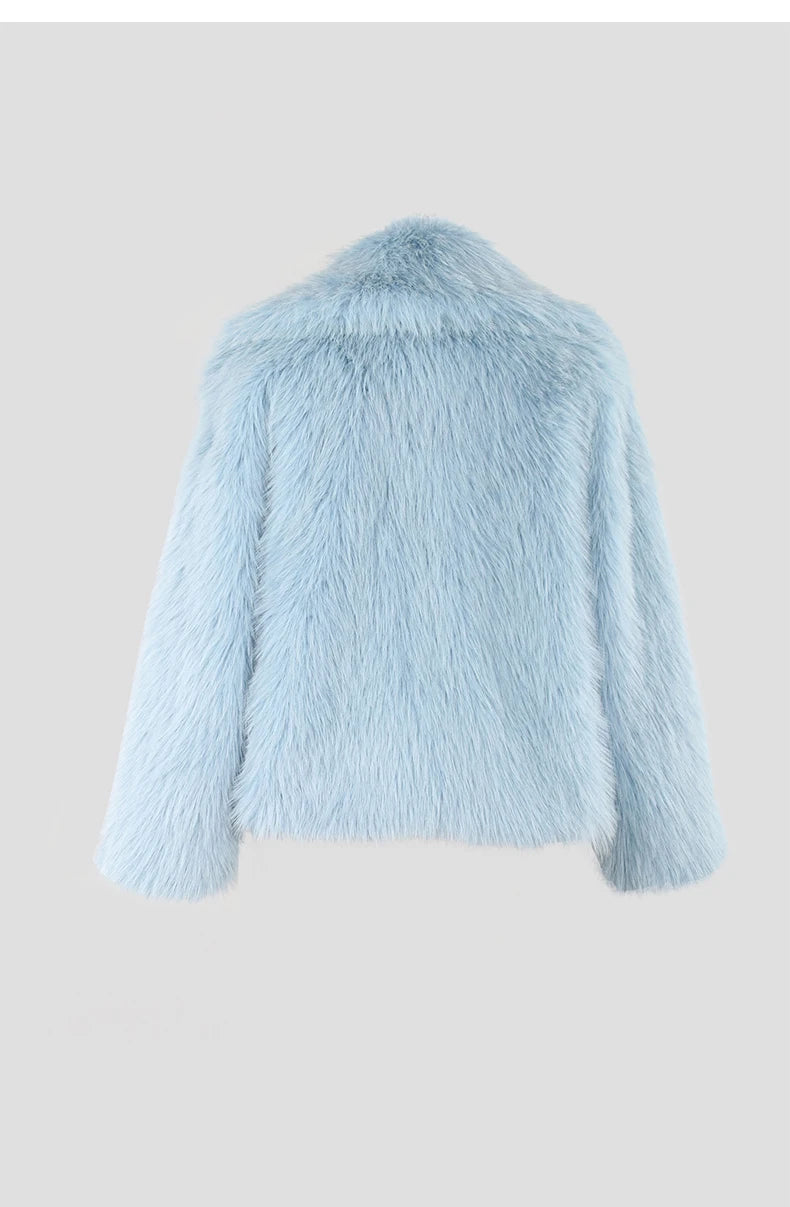 Faux Fur Oversized Collar Coat - Festigal