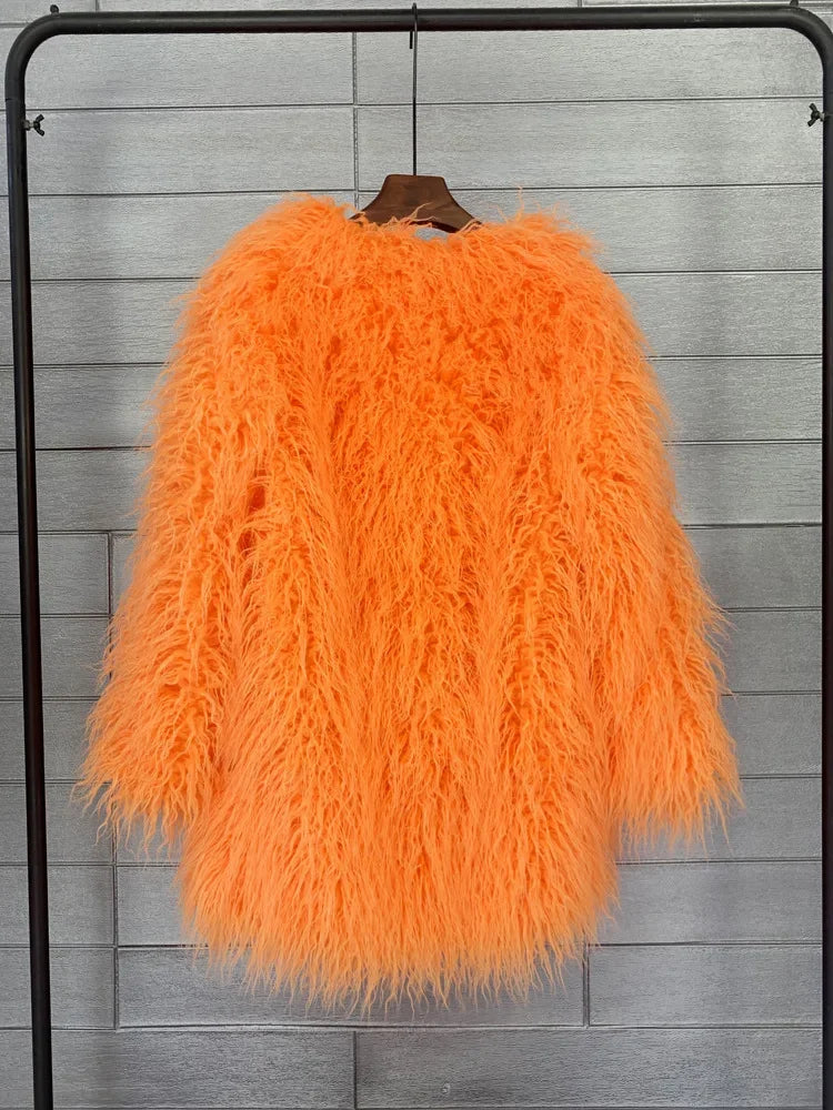 Faux Mongolian Fur Jacket - Festigal