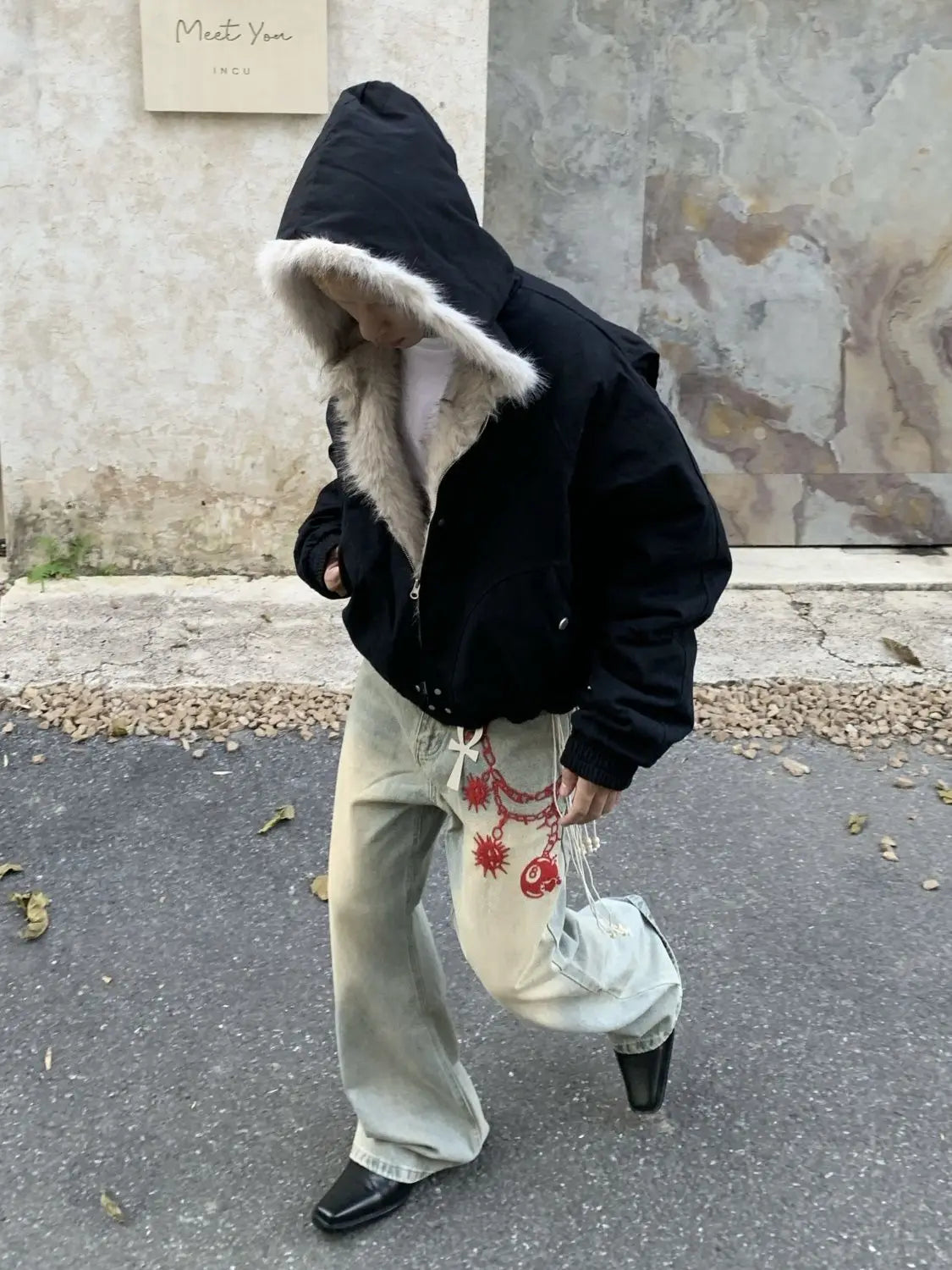 Men's Faux Fur Lined Bomber Jacket - Festigal