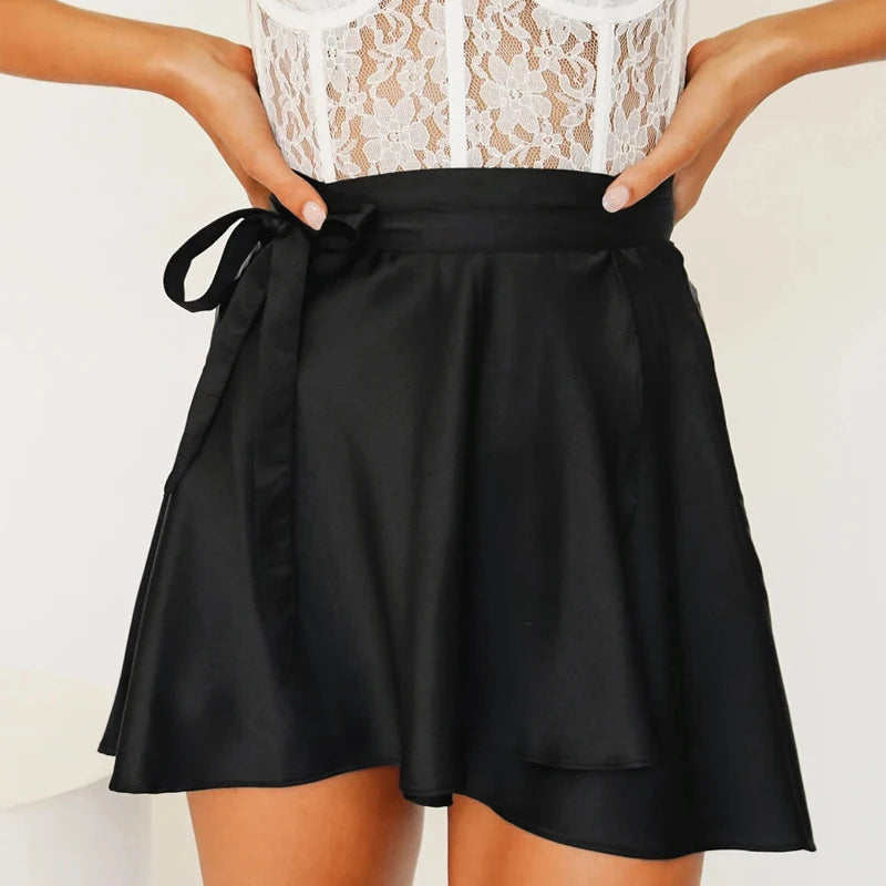 Satin Wrap Mini Skirt - Festigal