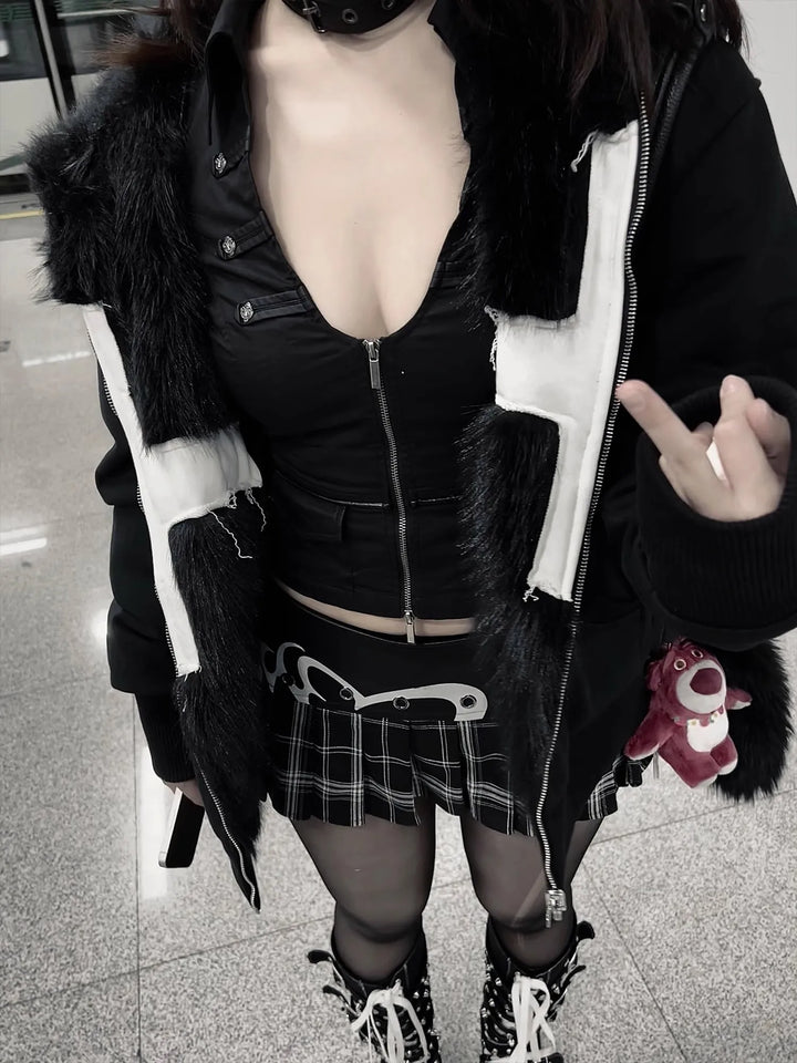 Mens Faux Fur Cross Jacket