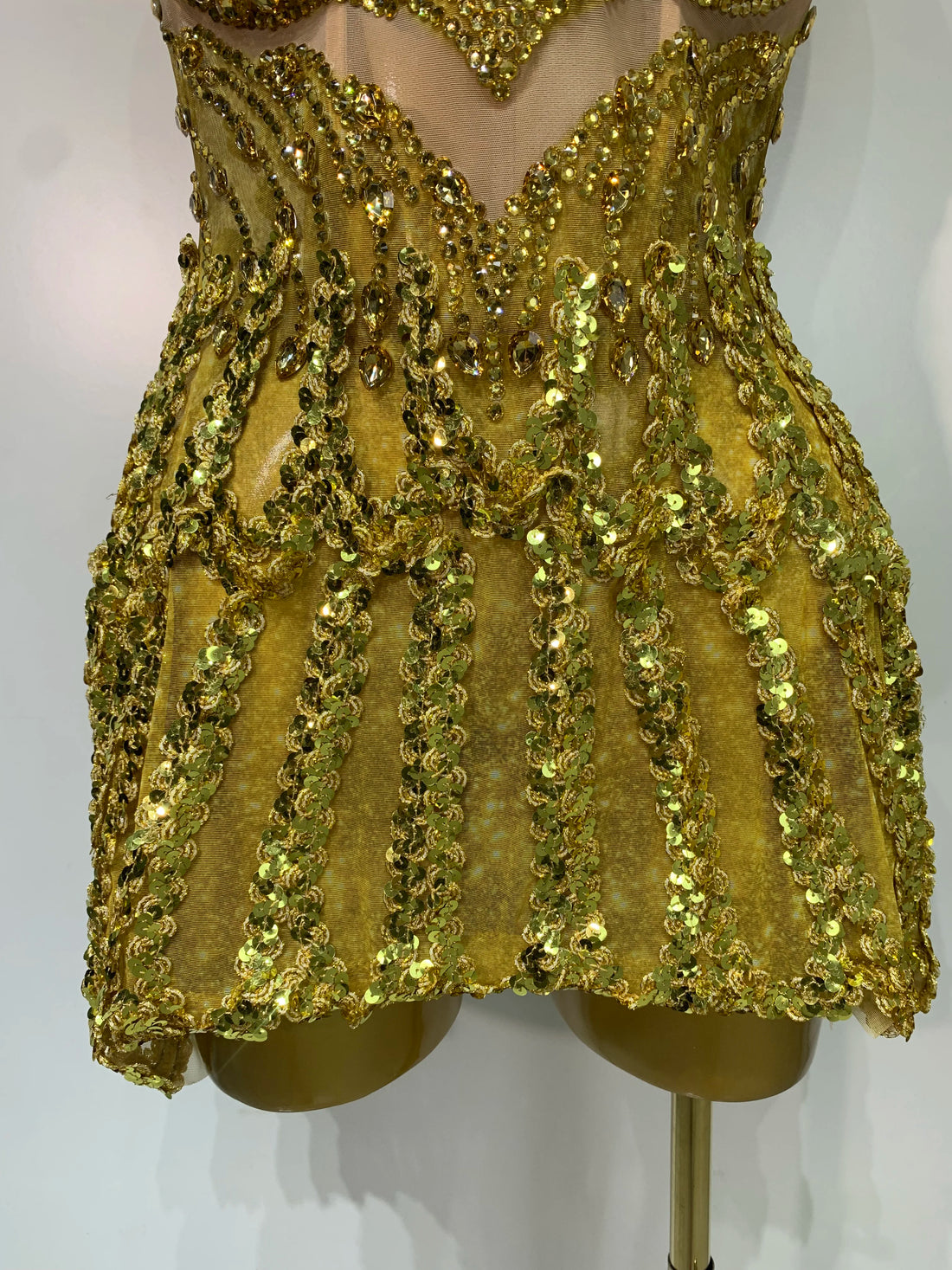 Gold Sweetheart Sequin A-Line Dress