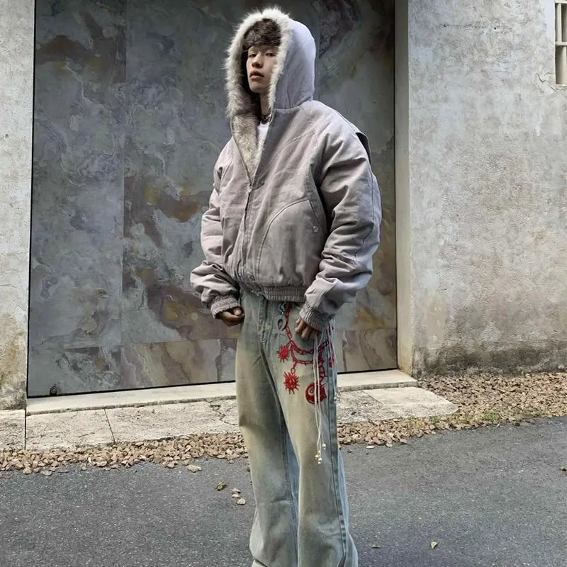 Men's Faux Fur Lined Bomber Jacket - Festigal