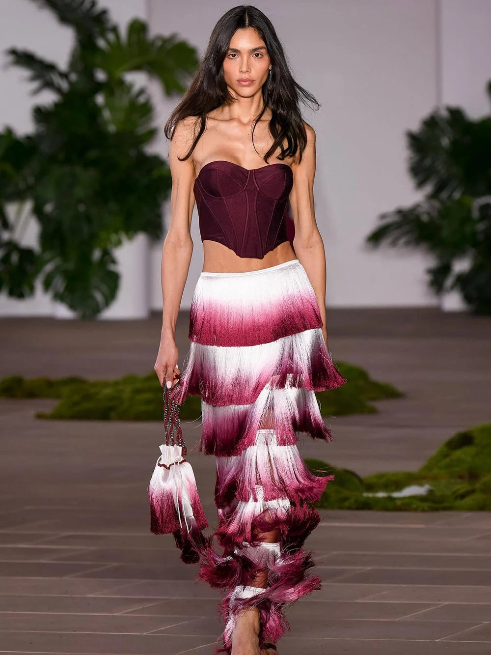 Gradient Top & Tassel Skirt Set - Festigal