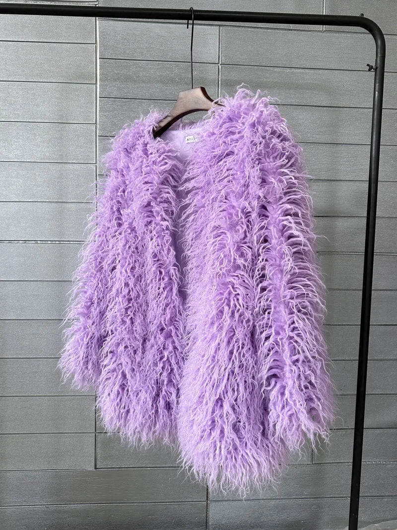 Faux Mongolian Fur Jacket - Festigal