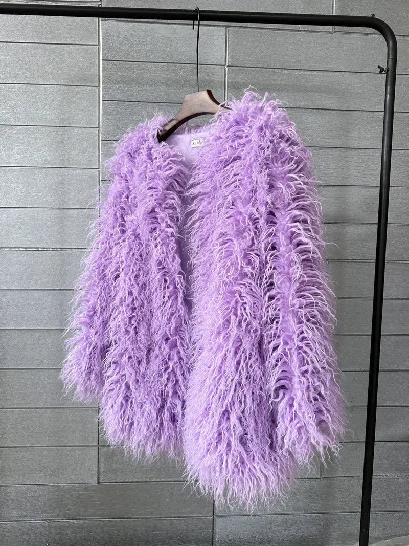 Faux Mongolian Fur Jacket