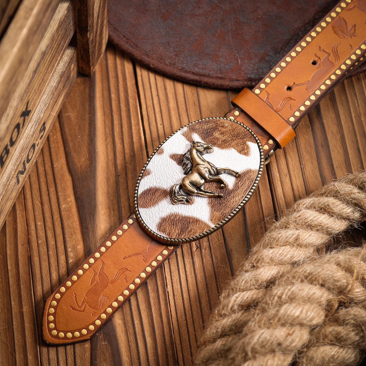 Horse Faux Leather Buckle Belt