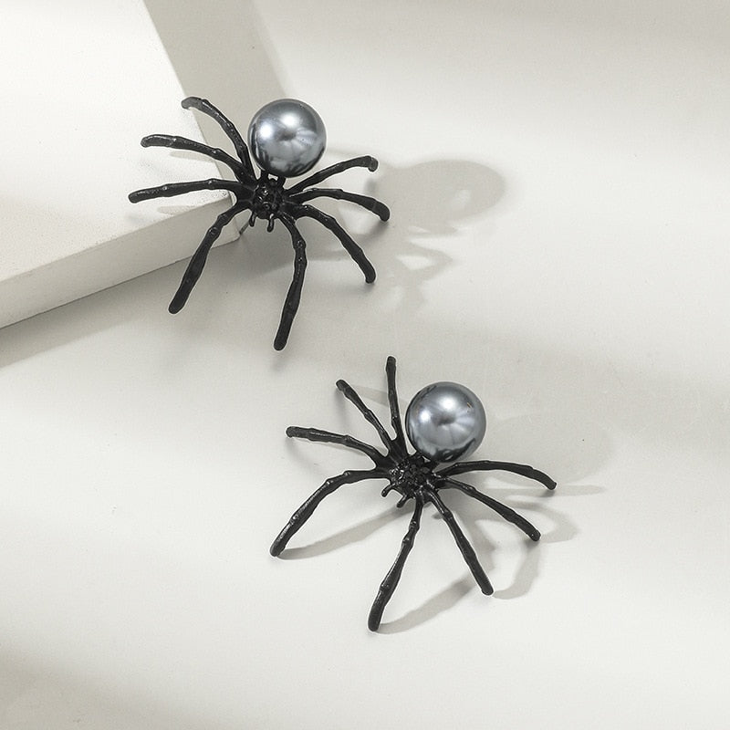 Halloween Black Spider Ear Studs