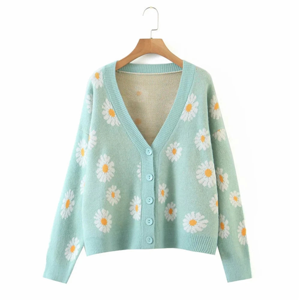Little Daisy V-Neck Oversize Cardigan - Festigal