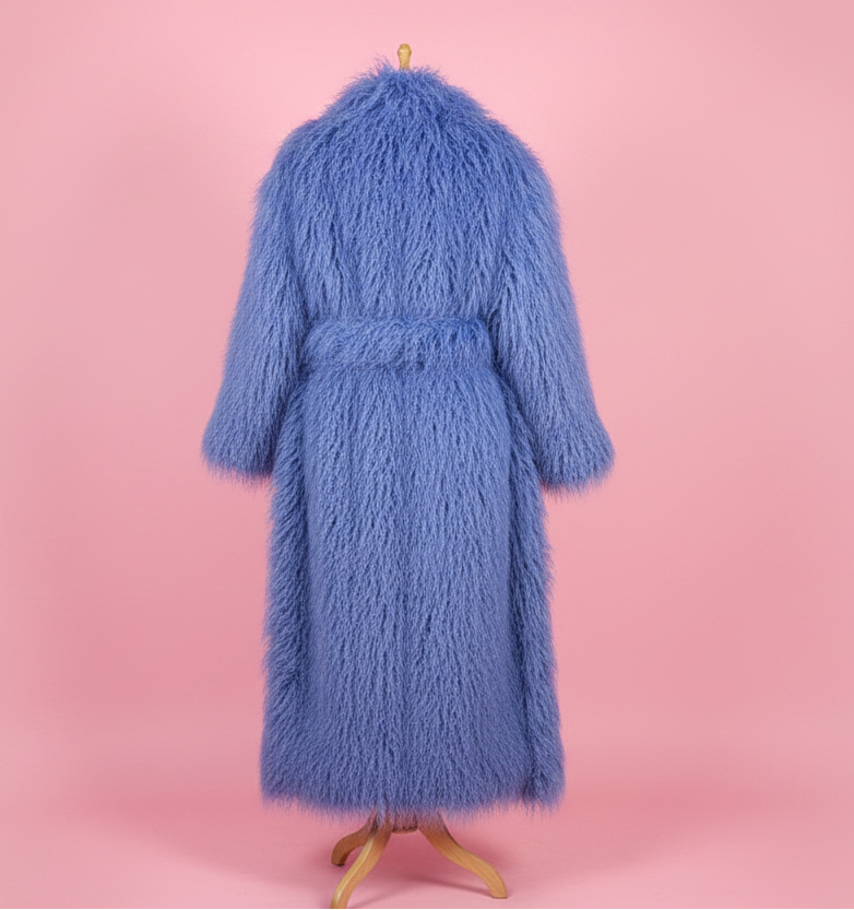 Shaggy Long Waist Tie Coat