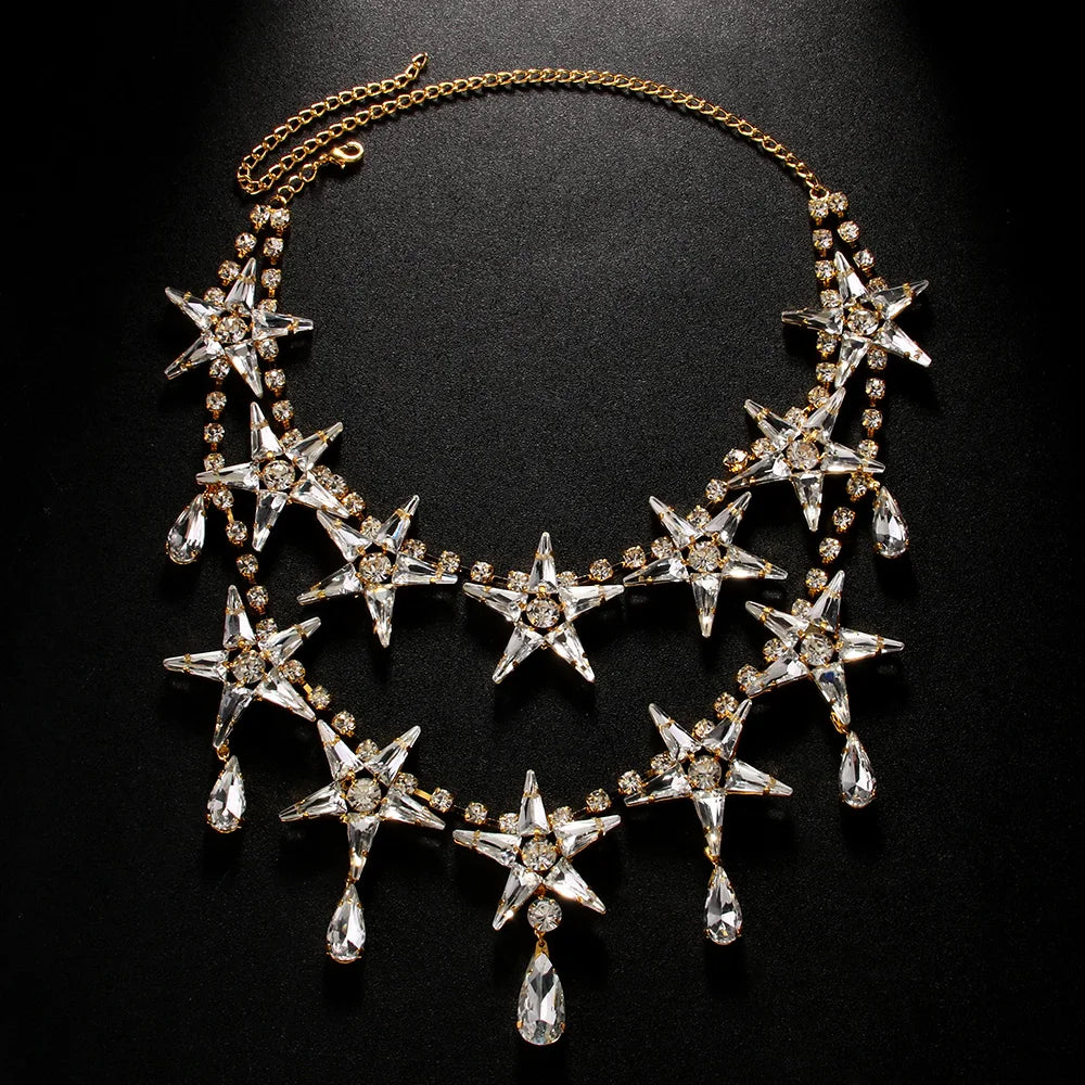 Double Layer Star Rhinestone Necklace - Festigal