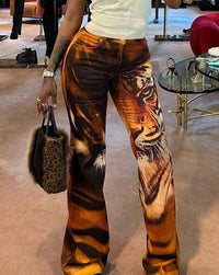 Tiger Face Flared Pants