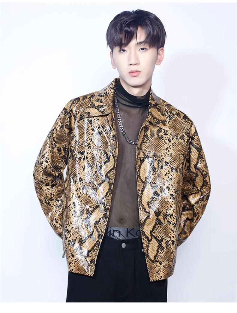 Faux Leather Men’s Snakeskin Jacket