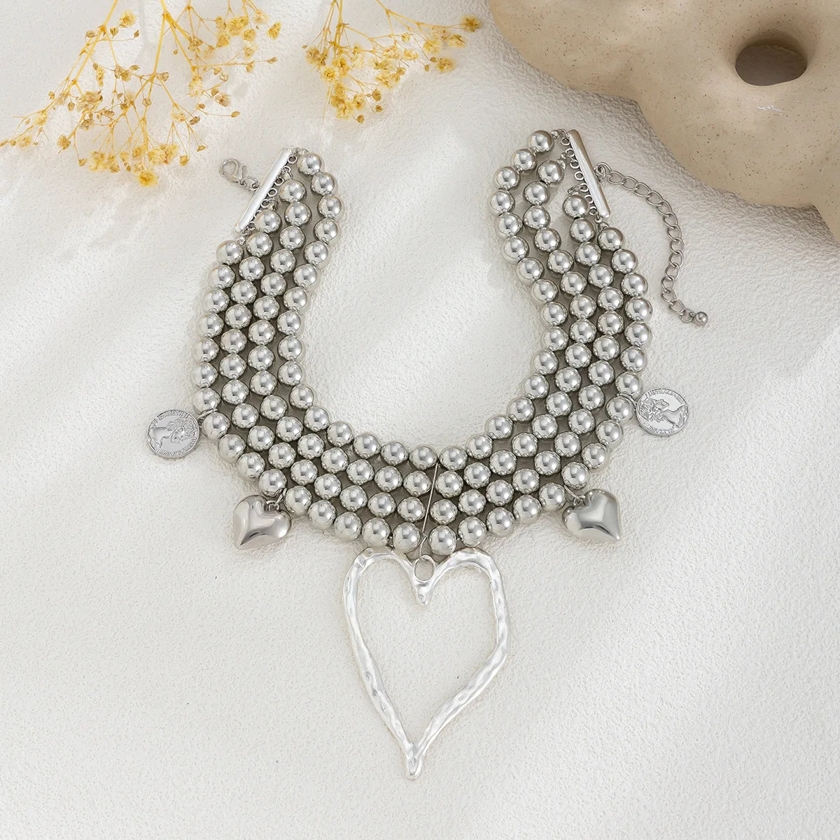 Multi-Layered Beaded Heart Necklace - Festigal