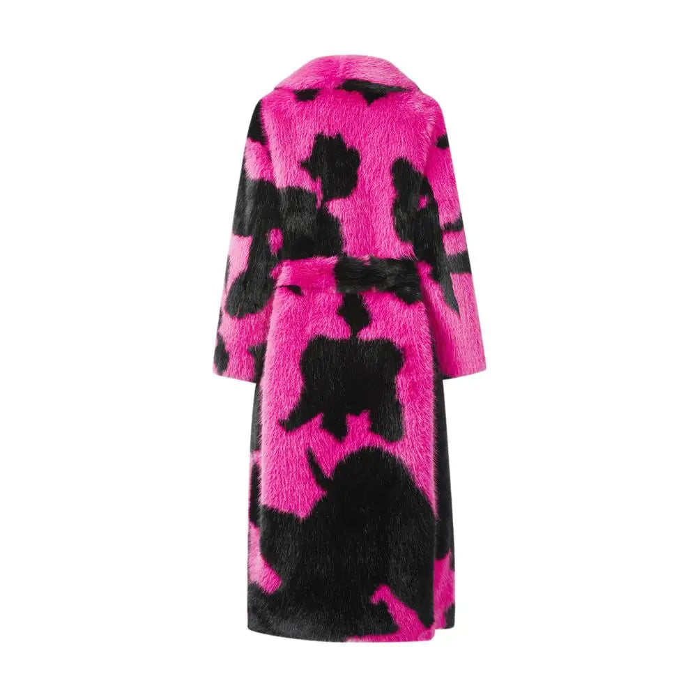 Faux Mink Fur Contrast Coat - Festigal