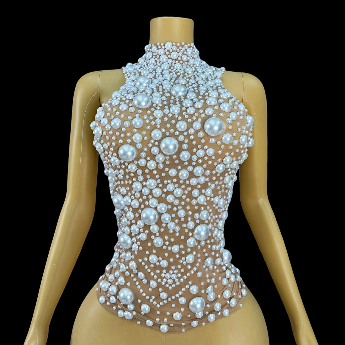 Pearl Mesh Halterneck Top