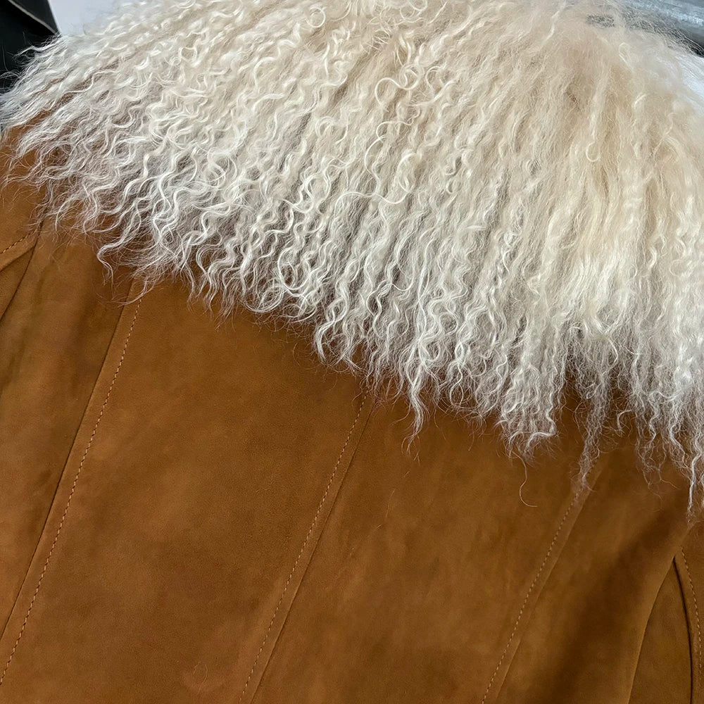 Suede Mongolian Fur Jacket