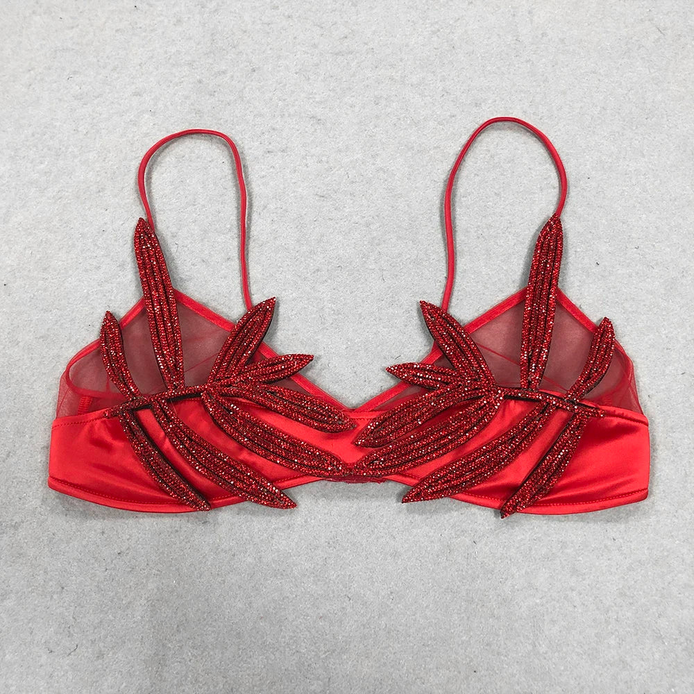 Leaf Rhinestone Bra - Festigal