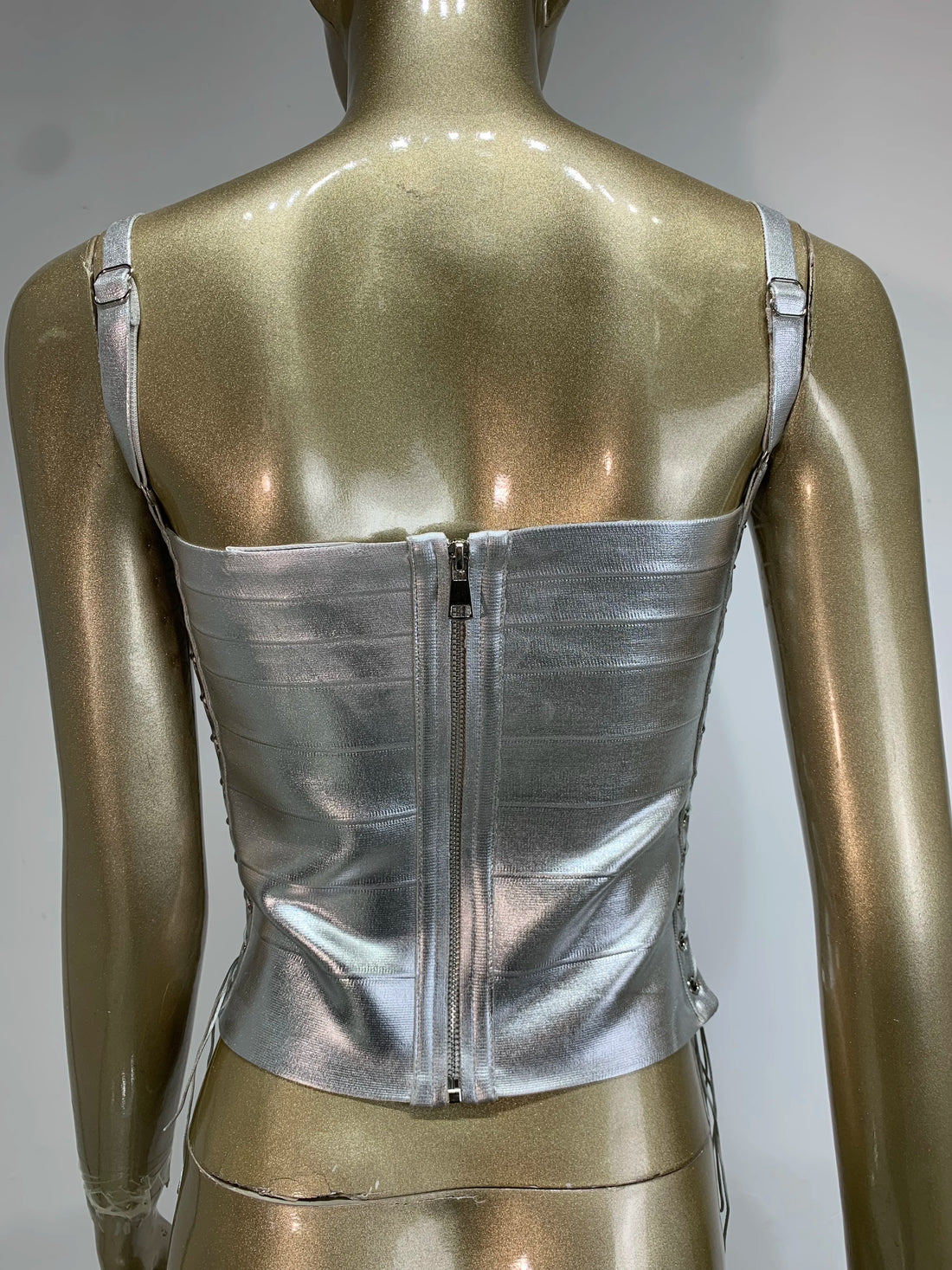 Metallic Bandage Lace Up Top