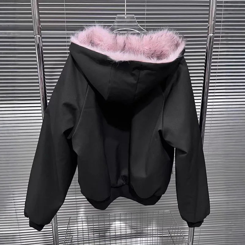 Reversible Black & Pink Fur Jacket