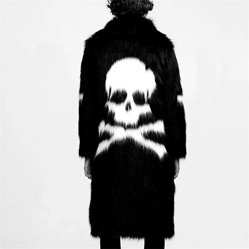 Men's Faux Fur Skull & Crossbones Jacket